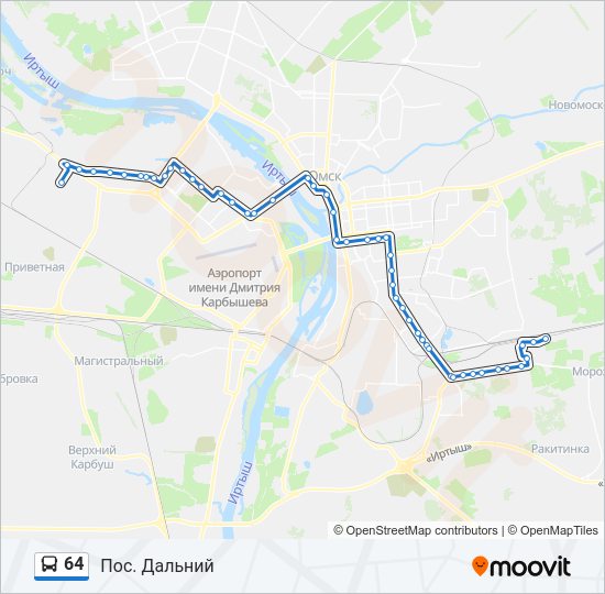 Автобус 64: карта маршрута