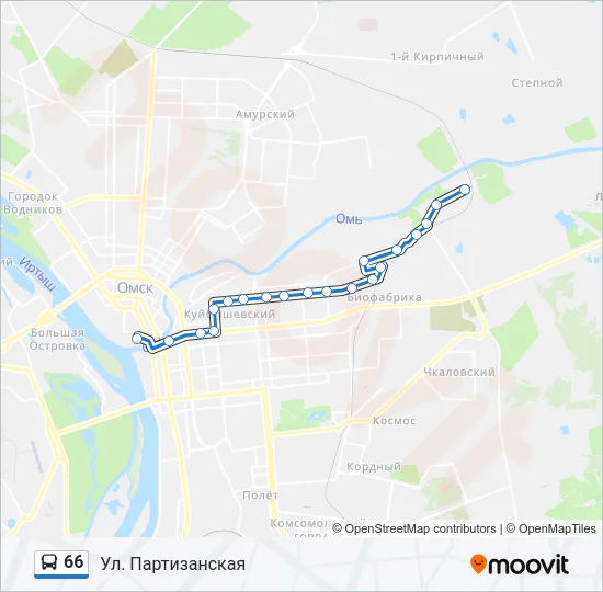 Автобус 66: карта маршрута