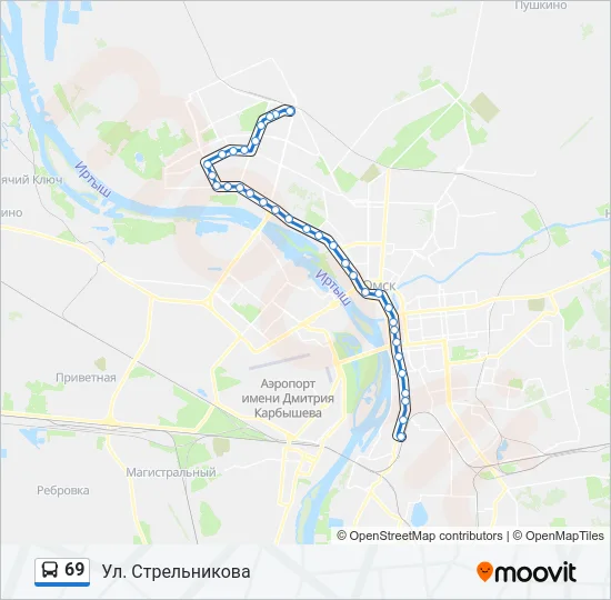 Автобус 69: карта маршрута