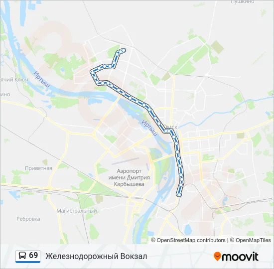 Автобус 69: карта маршрута