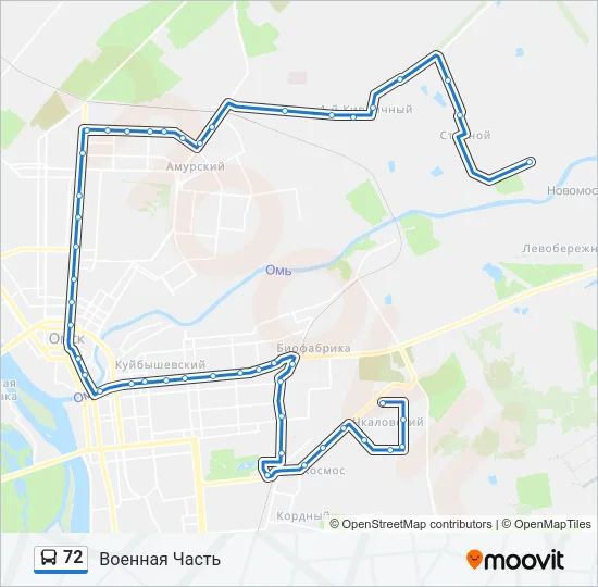 Автобус 72: карта маршрута