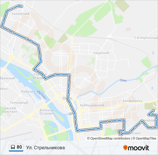 Автобус 80: карта маршрута