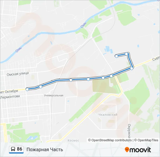 Автобус 86: карта маршрута