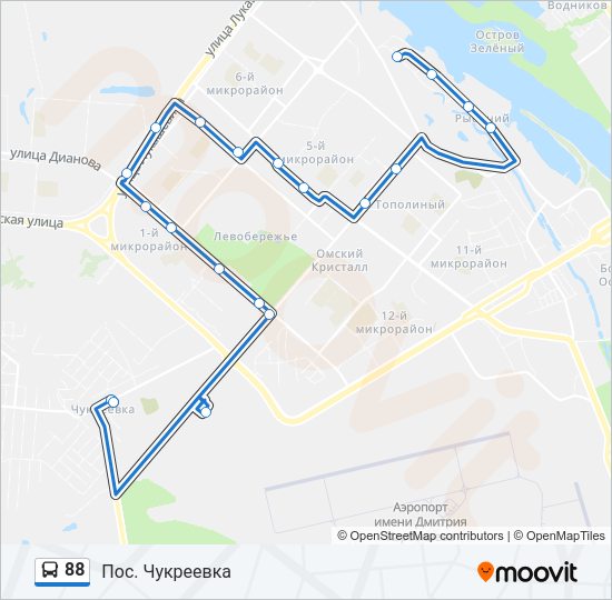 Автобус 88: карта маршрута