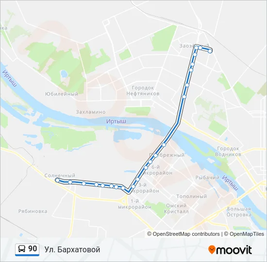 Автобус 90: карта маршрута