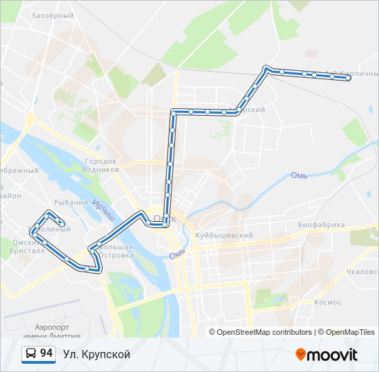 Автобус 94: карта маршрута