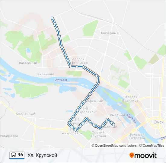 Автобус 96: карта маршрута