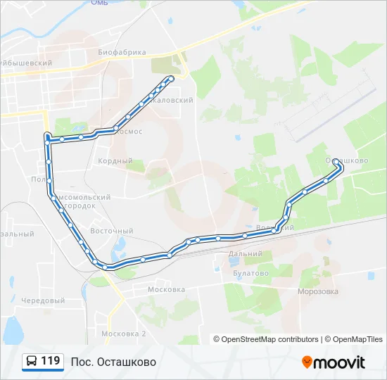 Автобус 119: карта маршрута