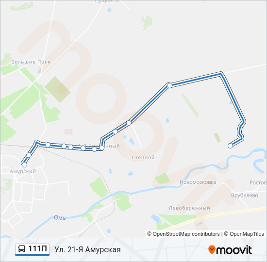 Автобус 111П: карта маршрута