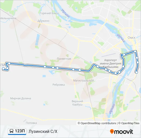Автобус 123П: карта маршрута