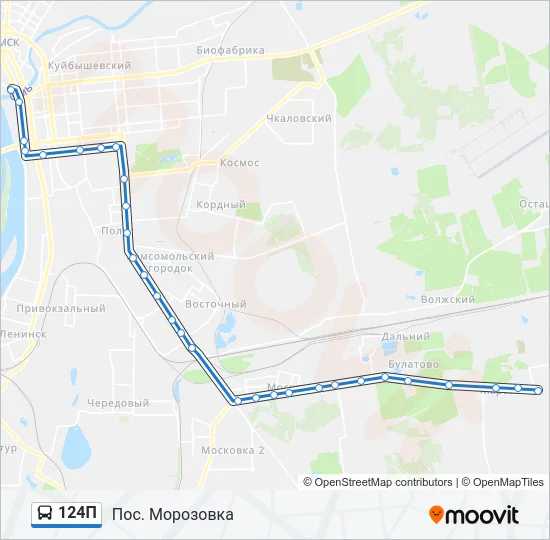 Автобус 124П: карта маршрута