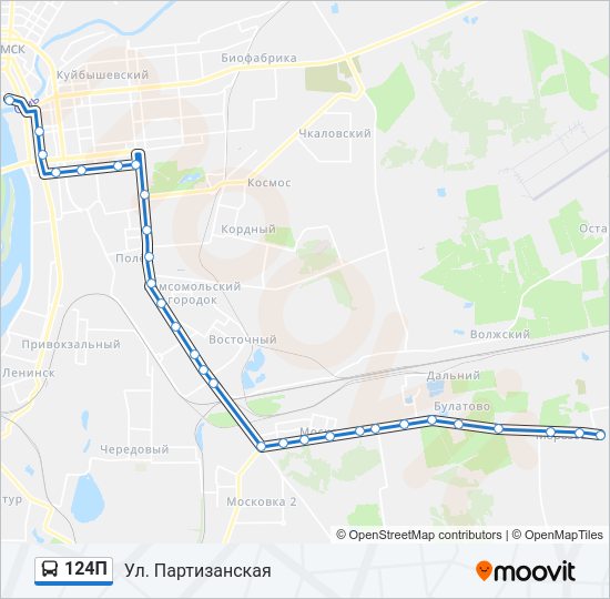 Автобус 124П: карта маршрута