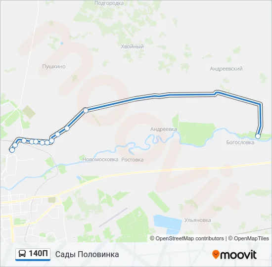 Автобус 140П: карта маршрута