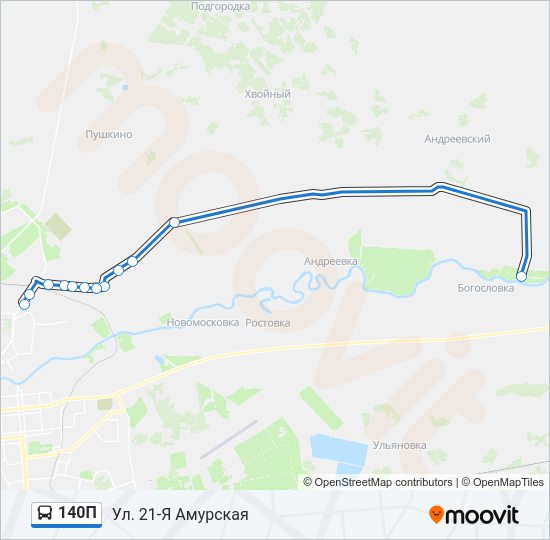 Автобус 140П: карта маршрута