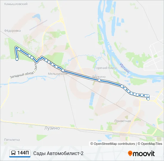 Автобус 144П: карта маршрута