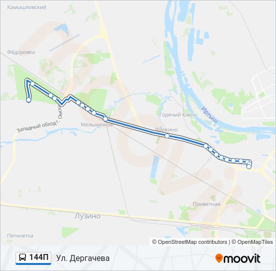 Автобус 144П: карта маршрута