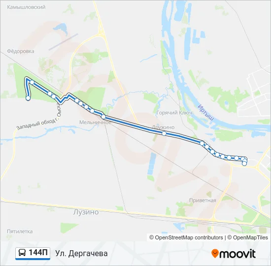 Автобус 144П: карта маршрута