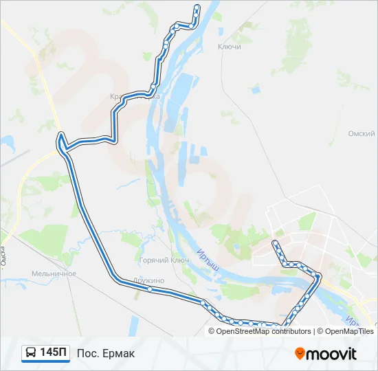 Автобус 145П: карта маршрута