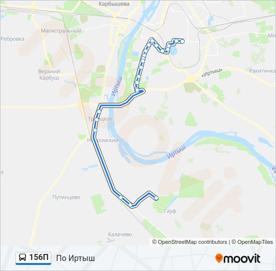 Автобус 156П: карта маршрута