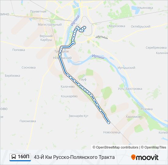 160П bus Line Map