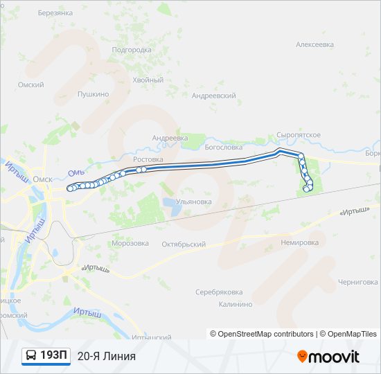Автобус 193П: карта маршрута