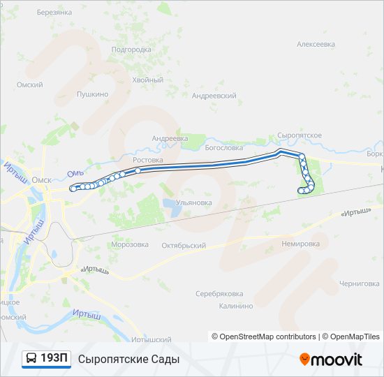 Автобус 193П: карта маршрута