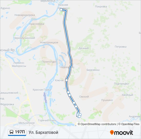 Автобус 197П: карта маршрута