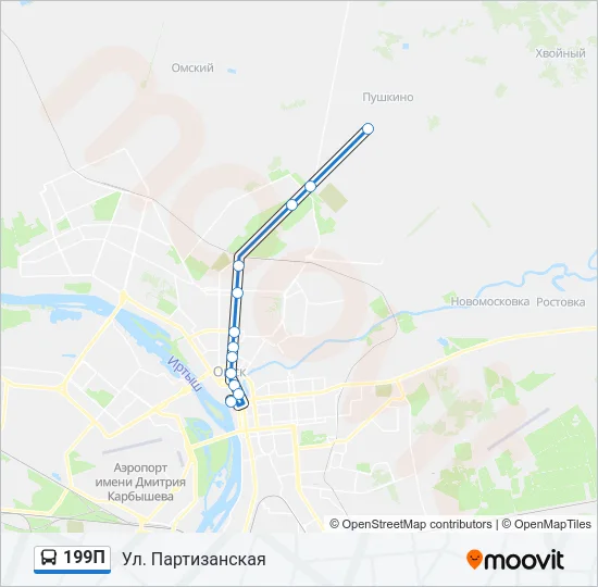 Автобус 199П: карта маршрута