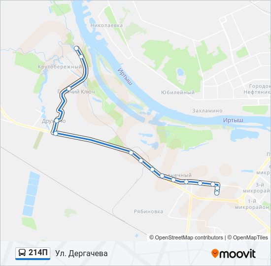 Автобус 214П: карта маршрута