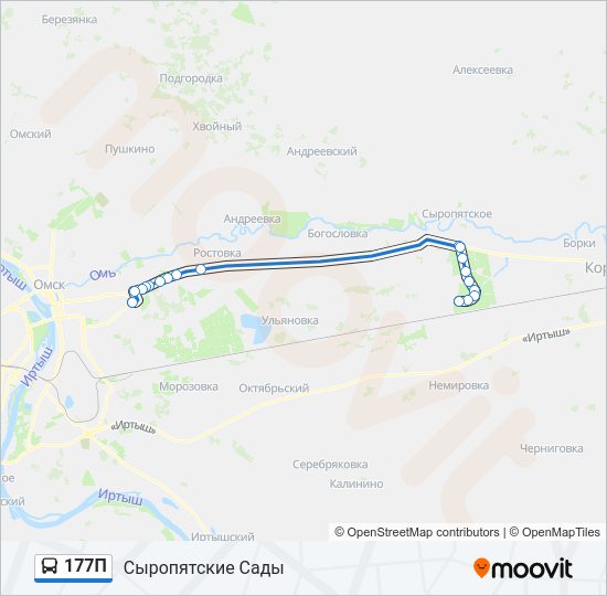 Автобус 177П: карта маршрута