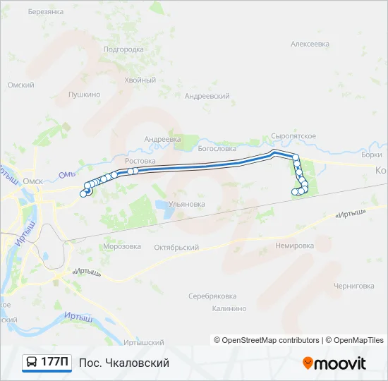 Автобус 177П: карта маршрута