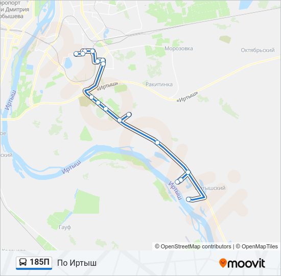 Автобус 185П: карта маршрута