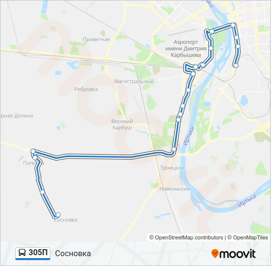 305П Bus Line Map