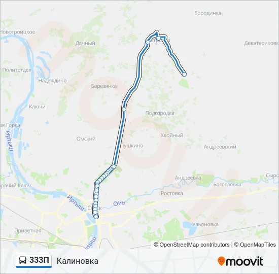Автобус 333П: карта маршрута