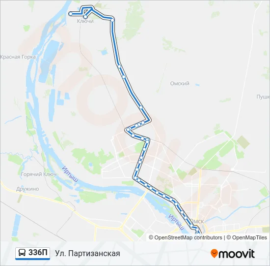 Автобус 336П: карта маршрута