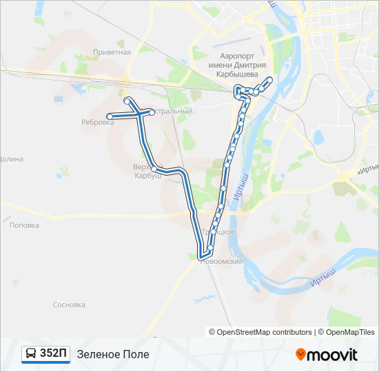 Автобус 352П: карта маршрута
