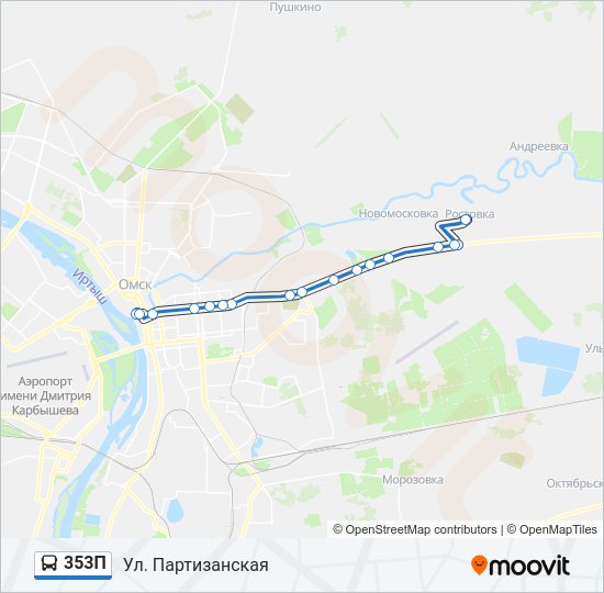 Автобус 353П: карта маршрута