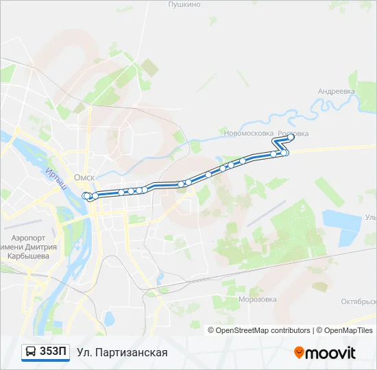 Автобус 353П: карта маршрута