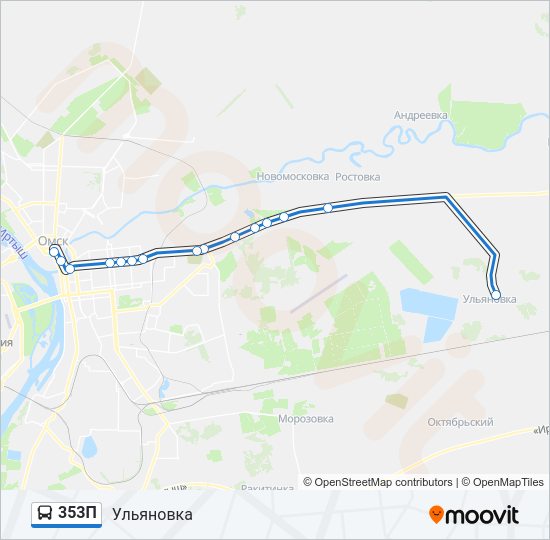 Автобус 353П: карта маршрута