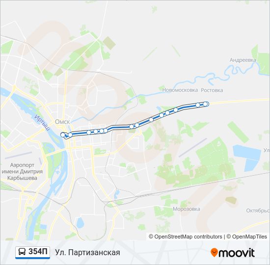 Автобус 354П: карта маршрута