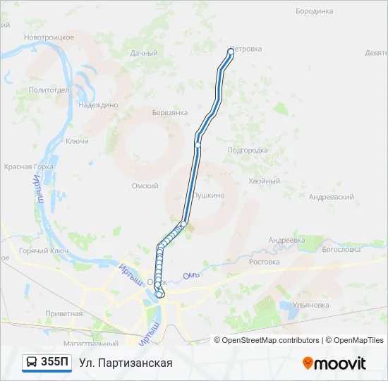 Автобус 355П: карта маршрута