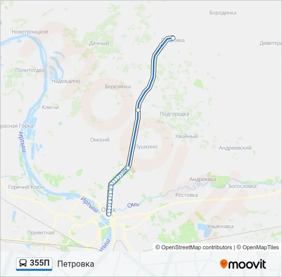Автобус 355П: карта маршрута