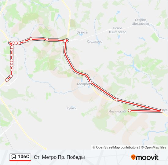 Автобус 106С: карта маршрута