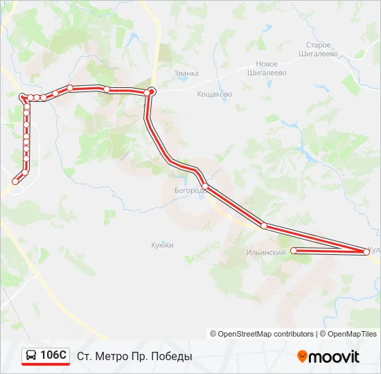 106С Bus Line Map