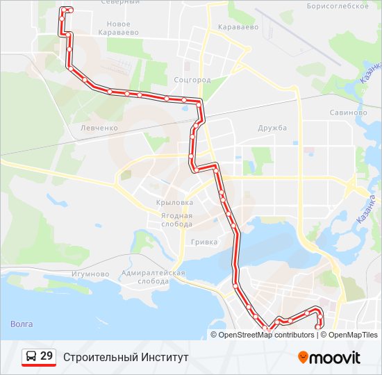 Схема 29 маршрута пенза