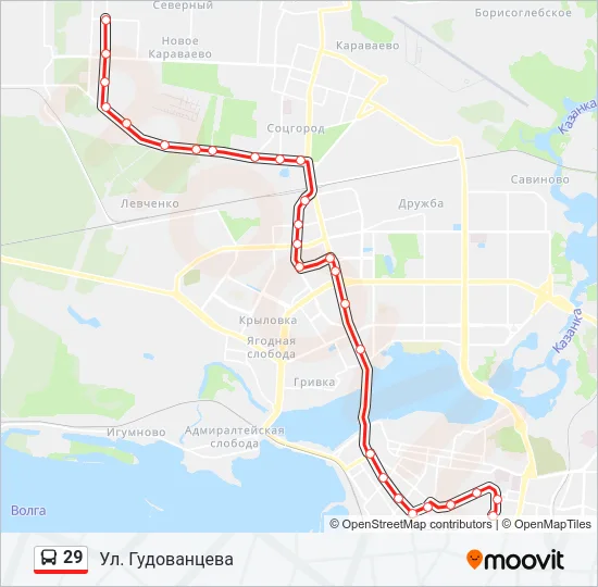 Автобус 29: карта маршрута