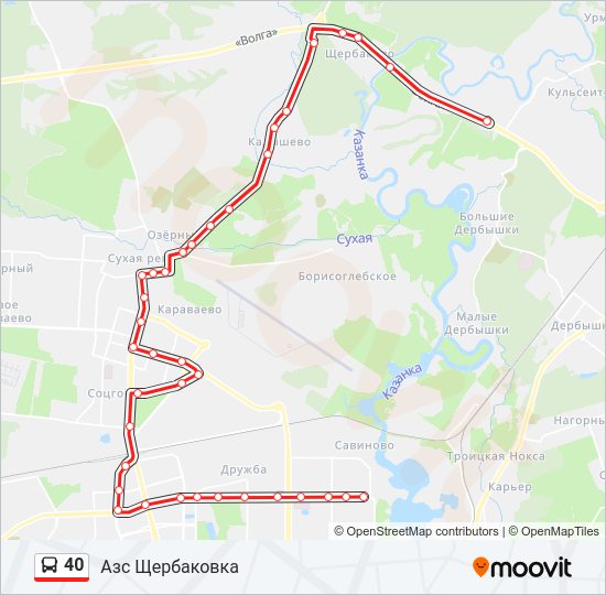 Автобус 40: карта маршрута