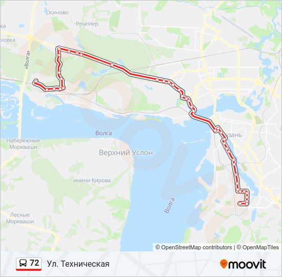 Автобус 72: карта маршрута