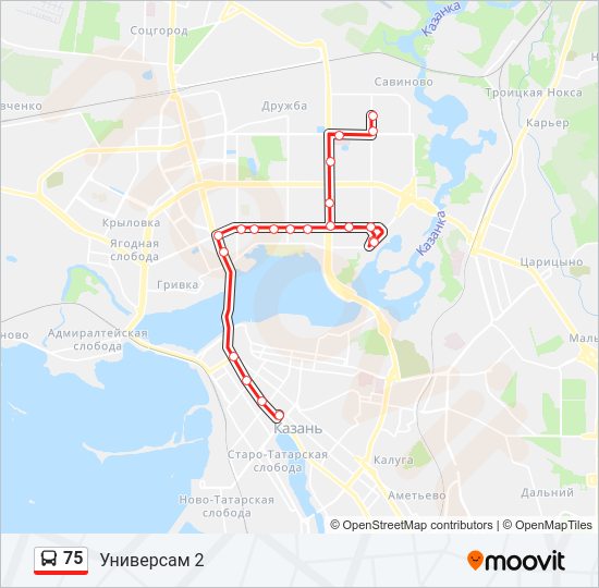 Автобус 75: карта маршрута