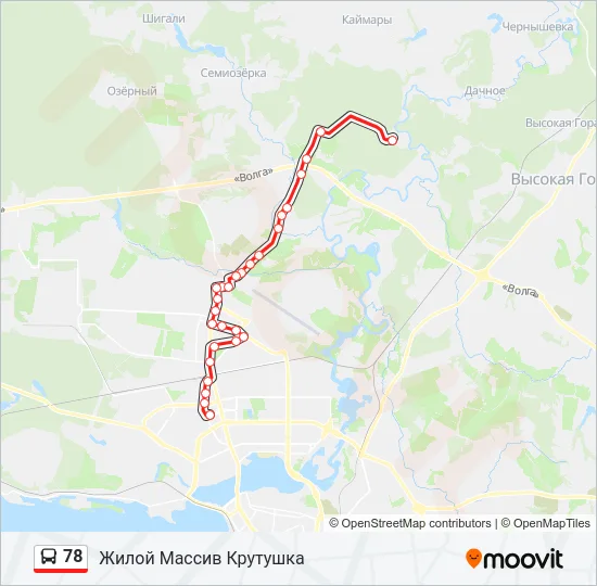 Автобус 78: карта маршрута